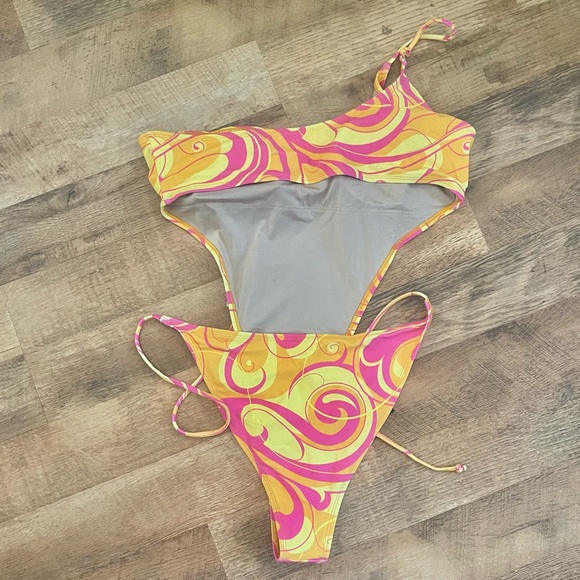 Sexy Forplay Swimsuit Abstract 60’s 70’s Pop Psychedelic Bright Print - Picture 2 of 11